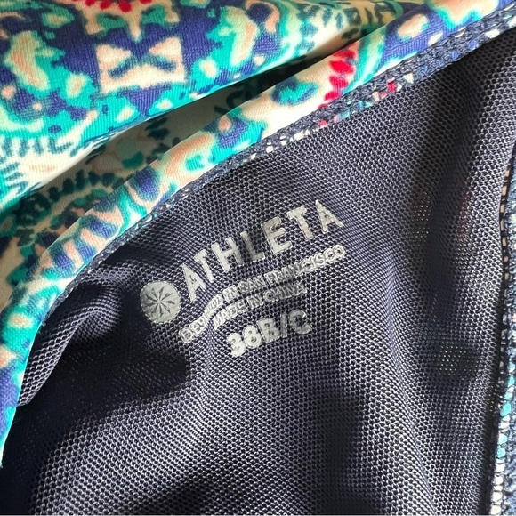 Athleta Blue Print Monaco Bra Cup Wrap Bikini Halter Swim Top  38 b/c - Picture 5 of 7